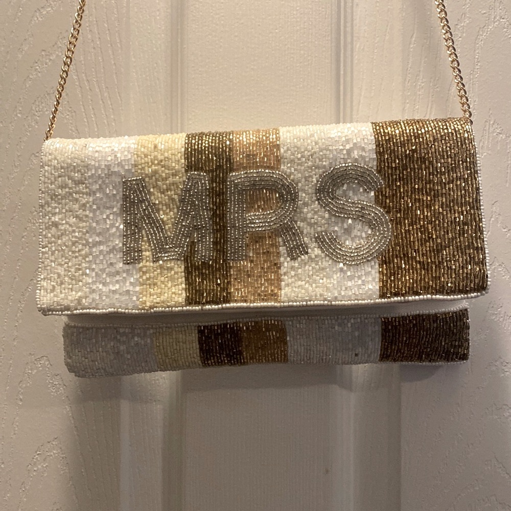 Metallic Gold beaded MRS purse